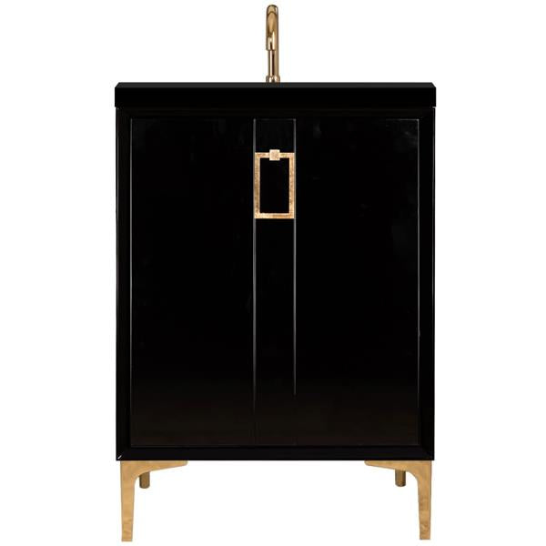 Linkasink - Tuxedo With Coach Pull 24 Inch Wide Black Vanity