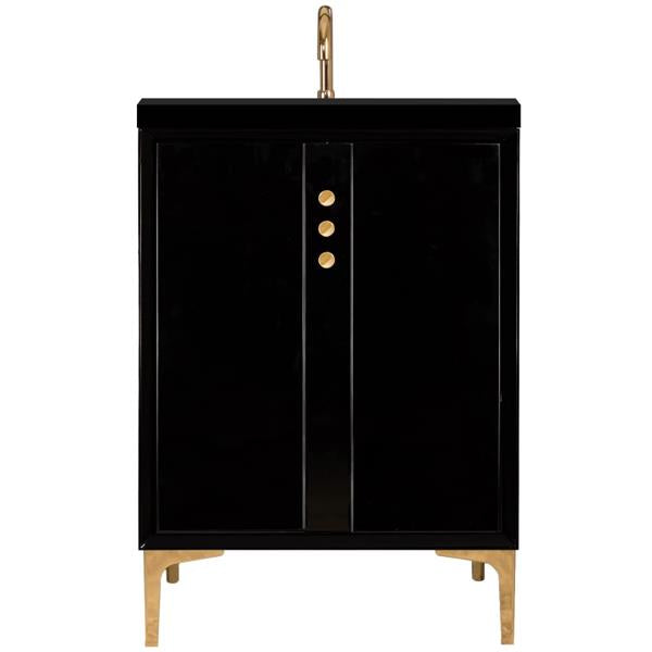 Linkasink - Tuxedo With Buttons 24 Inch Wide Black Vanity