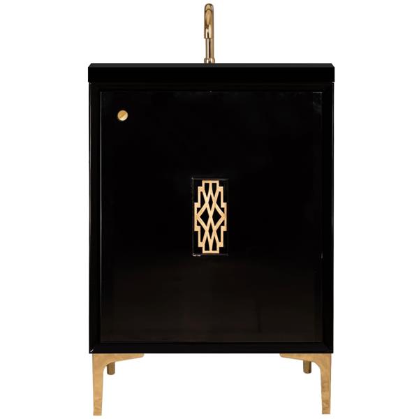 Linkasink - Frame With Deco Grate 24 Inch Wide Black Vanity