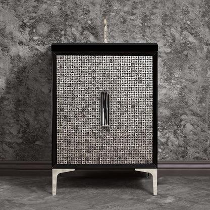 Linkasink - Mother Of Pearl With 8 Inch Black Tigler Artisan Glass Prism Hardware 24 Inch Wide Black Vanity