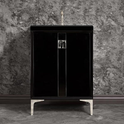 Linkasink - Tuxedo With 3 Inch Black Tiger Prism Artisan Glass Hardware Hardware 24 Inch Wide Black Vanity