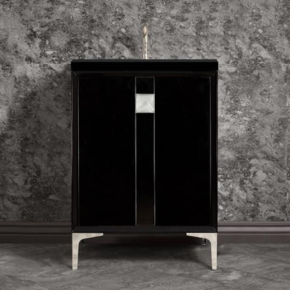 Linkasink - Tuxedo With 3 Inch Eglomise Prism Artisan Glass Hardware 24 Inch Wide Black Vanity