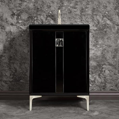 Linkasink - Tuxedo With 3 Inch Black Tiger Prism Artisan Glass Hardware Hardware 24 Inch Wide Black Vanity