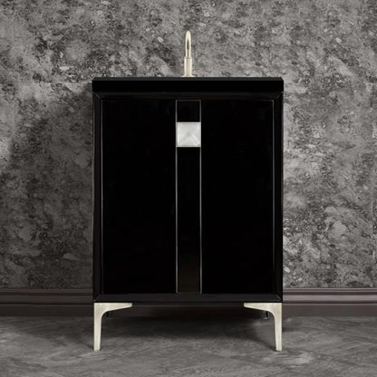 Linkasink - Tuxedo With 3 Inch Eglomise Prism Artisan Glass Hardware 24 Inch Wide Black Vanity