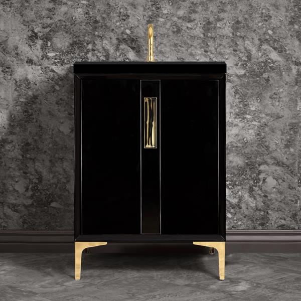 Linkasink - Tuxedo With 8 Inch Black Tiger Prism Artisan Glass Hardware 24 Inch Wide Black Vanity