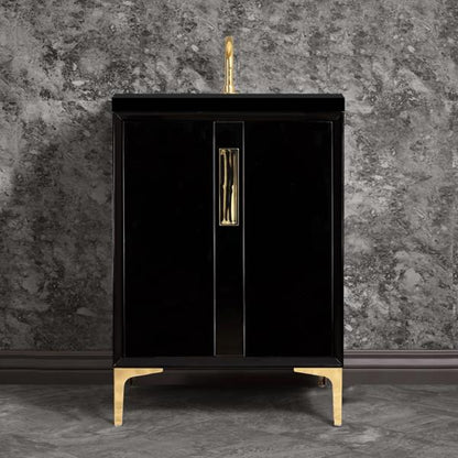 Linkasink - Tuxedo With 8 Inch Black Tiger Prism Artisan Glass Hardware 24 Inch Wide Black Vanity