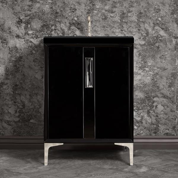Linkasink - Tuxedo With 8 Inch Black Tiger Prism Artisan Glass Hardware 24 Inch Wide Black Vanity