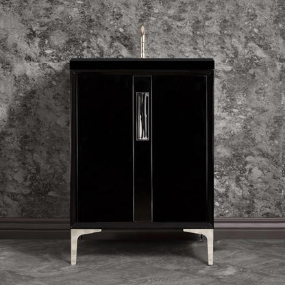 Linkasink - Tuxedo With 8 Inch Black Tiger Prism Artisan Glass Hardware 24 Inch Wide Black Vanity