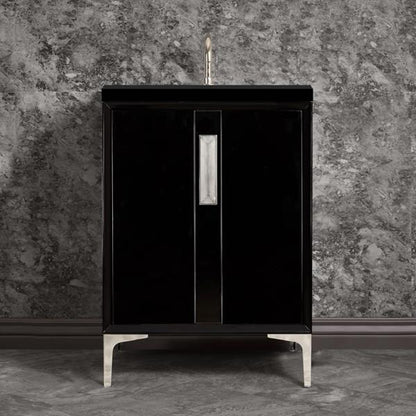 Linkasink - Tuxedo With 8 Inch Eglomise Prism Artisan Glass Hardware 24 Inch Wide Black Vanity