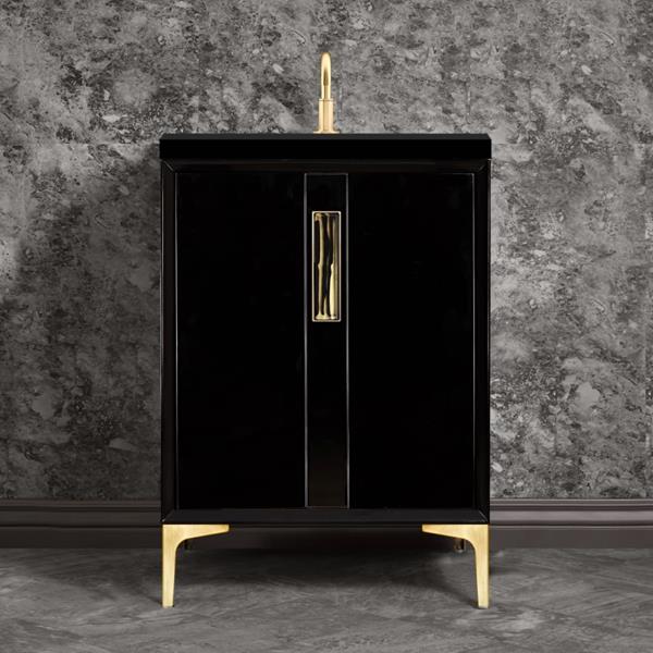 Linkasink - Tuxedo With 8 Inch Black Tiger Prism Artisan Glass Hardware 24 Inch Wide Black Vanity