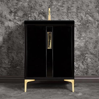 Linkasink - Tuxedo With 8 Inch Black Tiger Prism Artisan Glass Hardware 24 Inch Wide Black Vanity