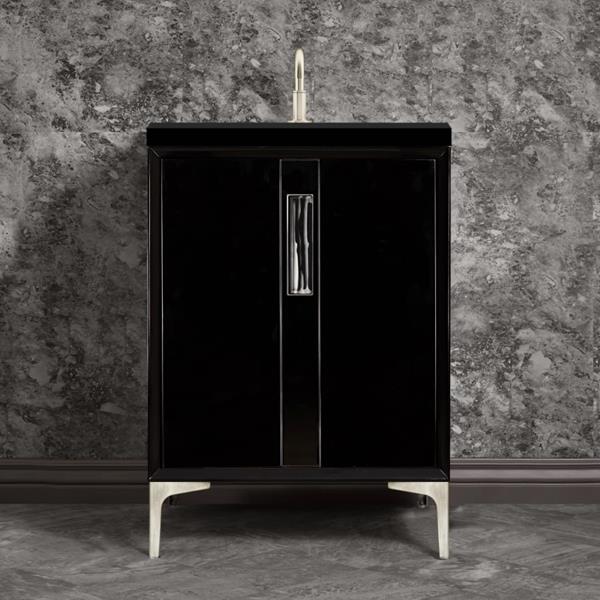 Linkasink - Tuxedo With 8 Inch Black Tiger Prism Artisan Glass Hardware 24 Inch Wide Black Vanity