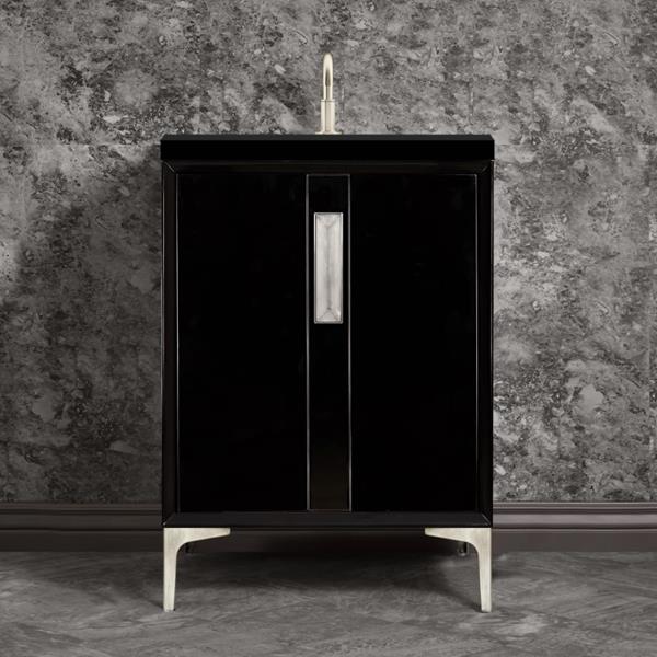Linkasink - Tuxedo With 8 Inch Eglomise Prism Artisan Glass Hardware 24 Inch Wide Black Vanity