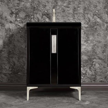 Linkasink - Tuxedo With 8 Inch Eglomise Prism Artisan Glass Hardware 24 Inch Wide Black Vanity