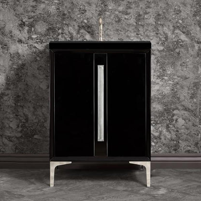 Linkasink - Tuxedo With 18 Inch Eglomise Prism Artisan Glass Hardware 24 Inch Wide Black Vanity
