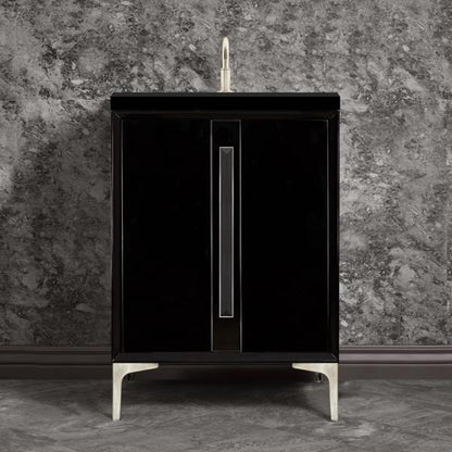 Linkasink - Tuxedo With 18 Inch Black Artisan Glass Prism Hardware 24 Inch Wide Black Vanity