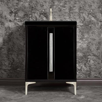 Linkasink - Tuxedo With 18 Inch Eglomise Prism Artisan Glass Hardware 24 Inch Wide Black Vanity