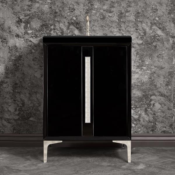 Linkasink - Tuxedo With 18 Inch Eglomise Pyramid Artisan Glass Hardware 24 Inch Wide Black Vanity