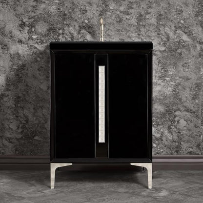 Linkasink - Tuxedo With 18 Inch Eglomise Pyramid Artisan Glass Hardware 24 Inch Wide Black Vanity