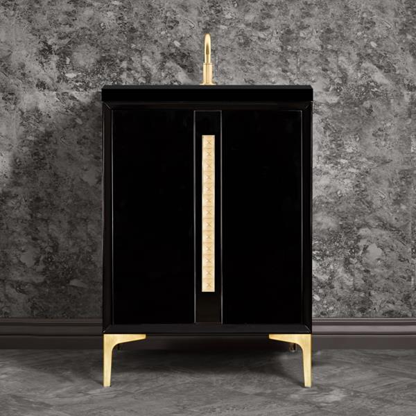 Linkasink - Tuxedo With 18 Inch Eglomise Pyramid Artisan Glass Hardware 24 Inch Wide Black Vanity