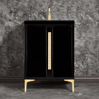 Linkasink - Tuxedo With 18 Inch Eglomise Pyramid Artisan Glass Hardware 24 Inch Wide Black Vanity