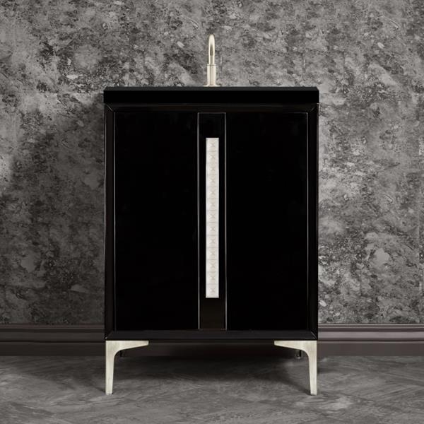 Linkasink - Tuxedo With 18 Inch Eglomise Pyramid Artisan Glass Hardware 24 Inch Wide Black Vanity