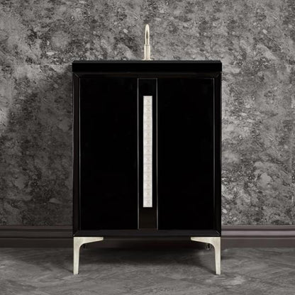 Linkasink - Tuxedo With 18 Inch Eglomise Pyramid Artisan Glass Hardware 24 Inch Wide Black Vanity
