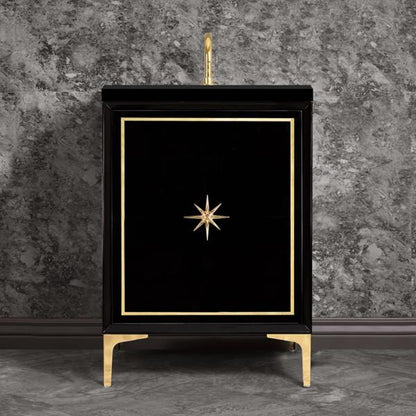 Linkasink - Linea With Star Hardware 24 Inch Wide Black Vanity