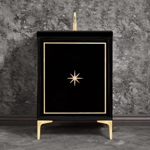 Linkasink - Linea With Star Hardware 24 Inch Wide Black Vanity