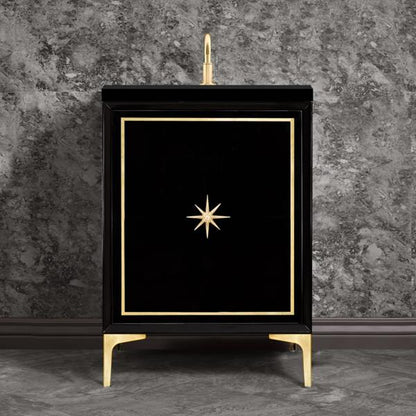 Linkasink - Linea With Star Hardware 24 Inch Wide Black Vanity