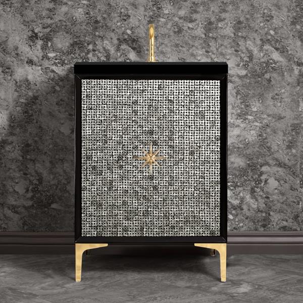 Linkasink - Mother Of Pearl With Star Hardware 24 Inch Wide Black Vanity