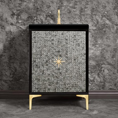 Linkasink - Mother Of Pearl With Star Hardware 24 Inch Wide Black Vanity