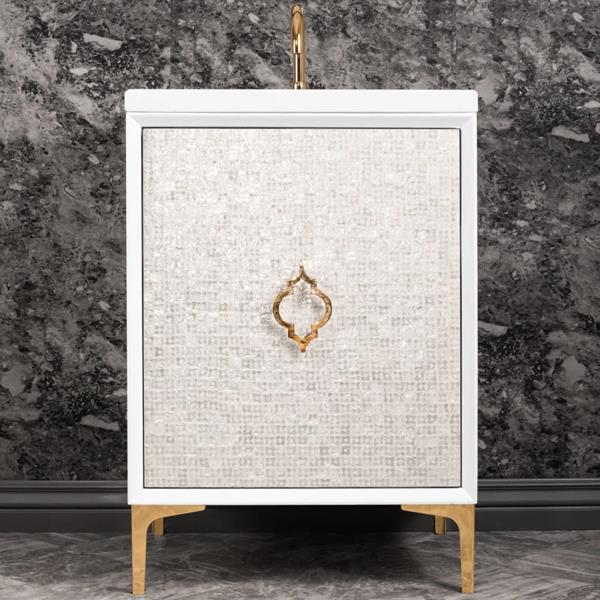 Linkasink - Mother Of Pearl With Arabesque Pull 24 Inch Wide White Vanity