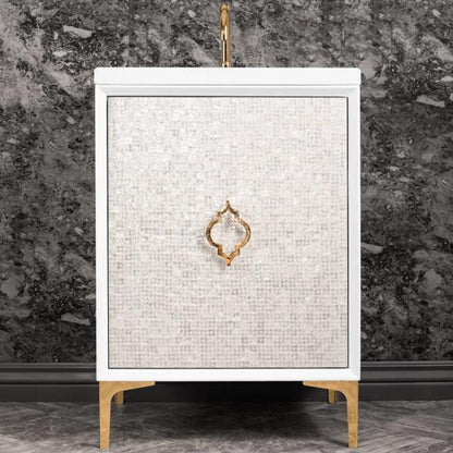 Linkasink - Mother Of Pearl With Arabesque Pull 24 Inch Wide White Vanity