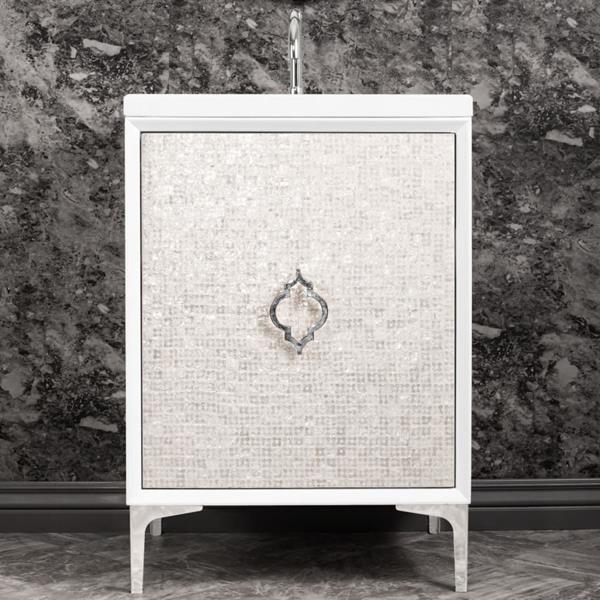 Linkasink - Mother Of Pearl With Arabesque Pull 24 Inch Wide White Vanity