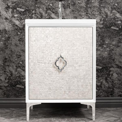 Linkasink - Mother Of Pearl With Arabesque Pull 24 Inch Wide White Vanity