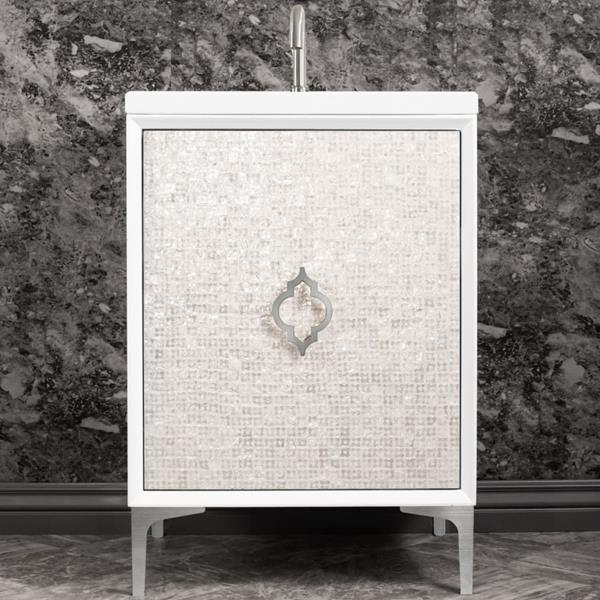 Linkasink - Mother Of Pearl With Arabesque Pull 24 Inch Wide White Vanity