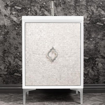 Linkasink - Mother Of Pearl With Arabesque Pull 24 Inch Wide White Vanity