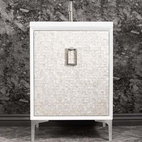 Linkasink - Mother Of Pearl With Coach Pull 24 Inch Wide White Vanity