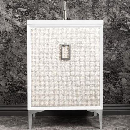 Linkasink - Mother Of Pearl With Coach Pull 24 Inch Wide White Vanity