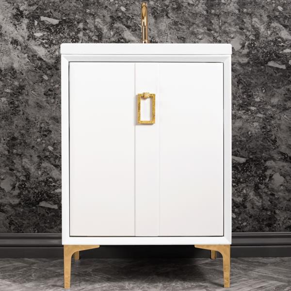 Linkasink - Tuxedo With Coach Pull 24 Inch Wide White Vanity