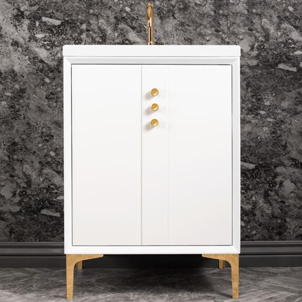 Linkasink - Tuxedo With Buttons 24 Inch Wide White Vanity