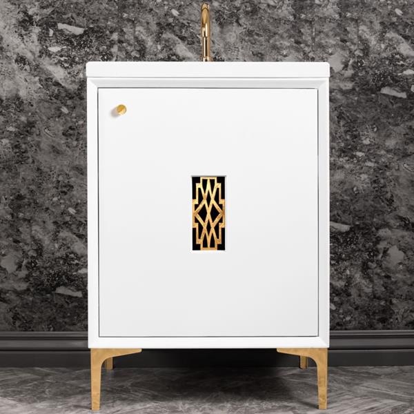 Linkasink - Frame With Deco Grate 24 Inch Wide White Vanity