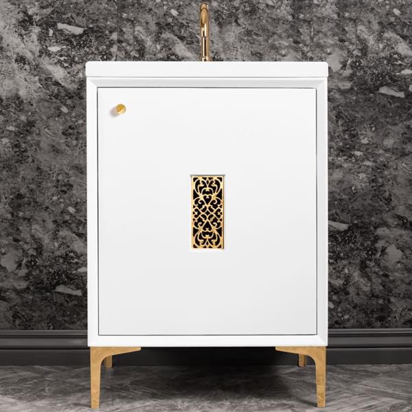 Linkasink - Frame With Filigree Grate 24 Inch Wide White Vanity