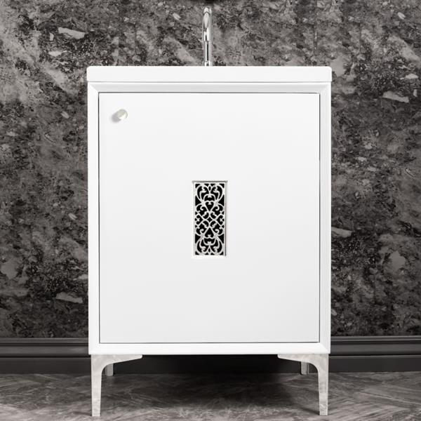 Linkasink - Frame With Filigree Grate 24 Inch Wide White Vanity