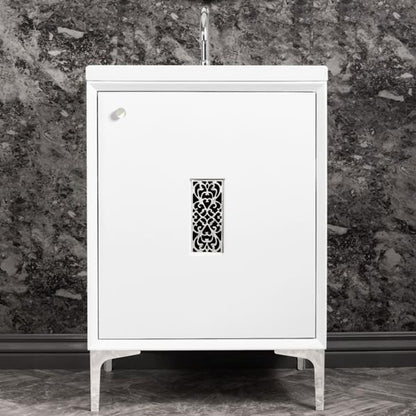 Linkasink - Frame With Filigree Grate 24 Inch Wide White Vanity