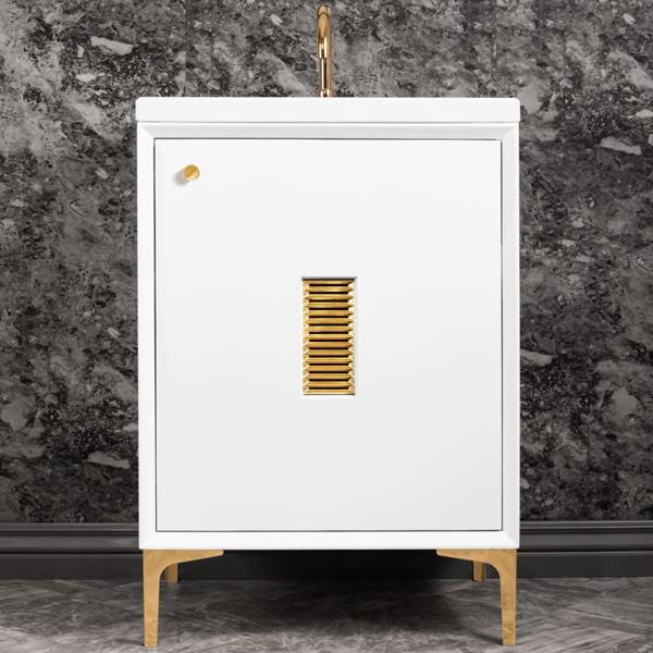 Linkasink - Frame With Louver Grate 24 Inch Wide White Vanity