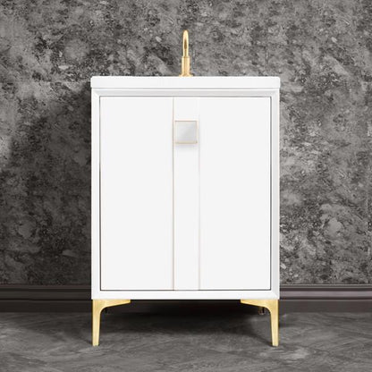 Linkasink - Tuxedo With 3 Inch White Prism Artisan Glass Hardware 24 Inch Wide White Vanity