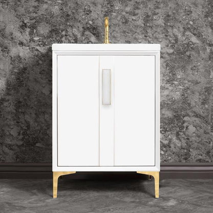 Linkasink - Tuxedo With 8 Inch White Prism Artisan Glass Hardware 24 Inch Wide White Vanity