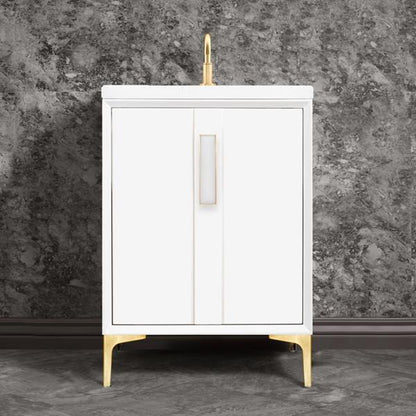 Linkasink - Tuxedo With 8 Inch White Prism Artisan Glass Hardware 24 Inch Wide White Vanity